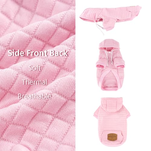 1 Pack Dog Hoodie Sweaters for Small Medium Dogs Warm Dog Clothes for Large Dogs Soft Waffle (Pink / XXS (Back: 8",Chest: 11",2.5-5lbs))