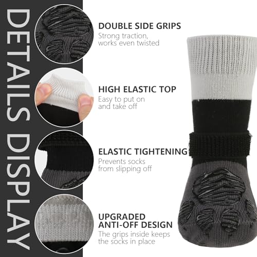 Non Slip Dog Socks for Hardwood Floors to Prevent Licking Paw M (Medium(6 Pack) / Grey)