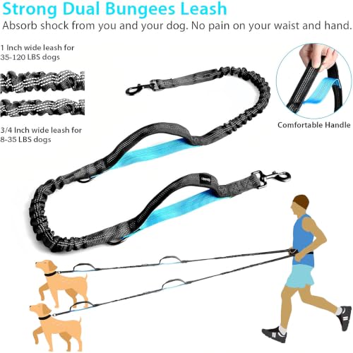 Hands Free Dog Running Leash with Adjustable Waist Belt (Medium)