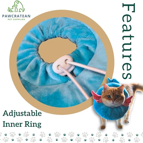 Adjustable Comfy Flower Style Elizabeth Collar for Cats Puppies Soft Recovery Cone Pet Protective Neck Collar (Blue Angel Wing / Medium)