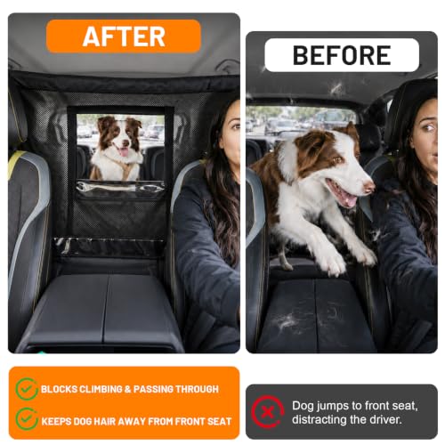 56'' Dog Car Barrier for Cars SUVs Trucks (Large 56"*32" / Matte Black)