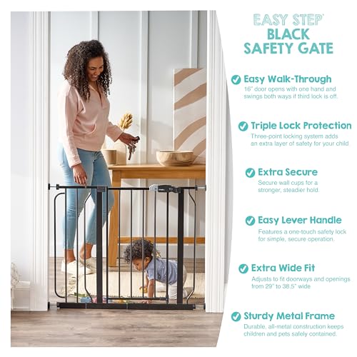 Safety 29" 38.5" Easy Step Baby Gate (Black / 29-38.5"W x 30"H)