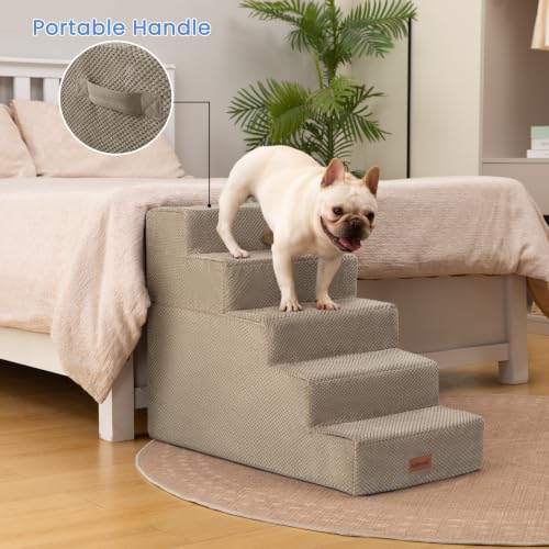 Dog Stairs for High Beds 22.6" H (Khaki / 5-Step 22.6" H)