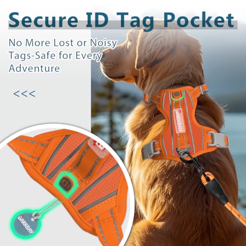 Dog Harness No Pull with ID Tag Pocket (X-Large(Chest:30-38”) / Orange)