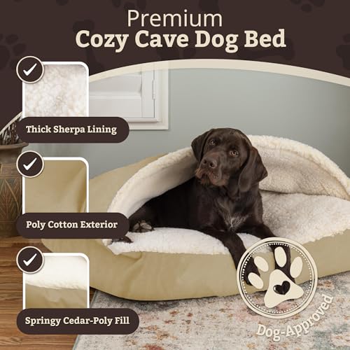 Rectangle Cozy Cave Dog Bed (Khaki / Small)