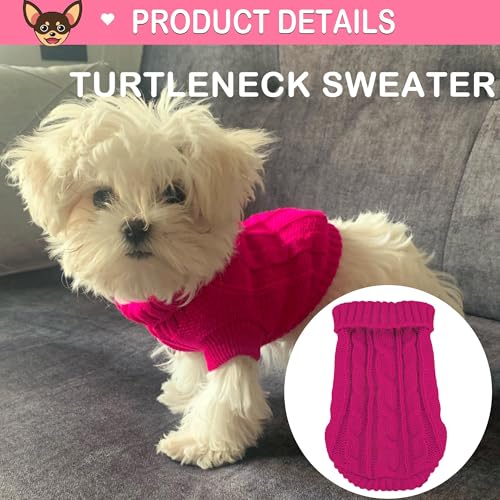 2 Pack Dog Sweaters for Small Dogs (Medium / Rose-Pink)
