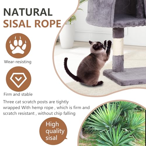 36" Cat Tree Tower (Light Gray)