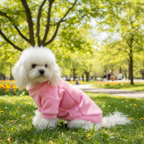4 Pack Fleece Dog Sweater Clothes for Small Dogs Girls Boys Pullover Turtleneck Dog Sweatshirt Coat Winter Soft and Warm Pet Puppy Sweater Clothes for Cold Weather Spring Autumn Christmas (Purple+Rose+Light Pink+Peach / XL)