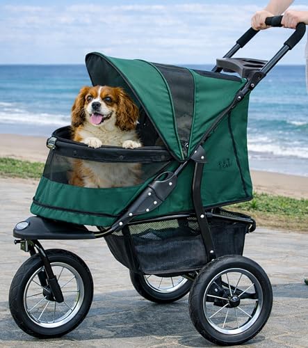 No Zip Jogger Pet Stroller for Cats (Green Clover)
