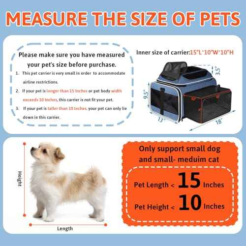 Top & Side Expandable Small Pet Carrier with Wheels Airline Approved (Blue with Wheels / 18.0"L x 13.0"W x 9.5"H)