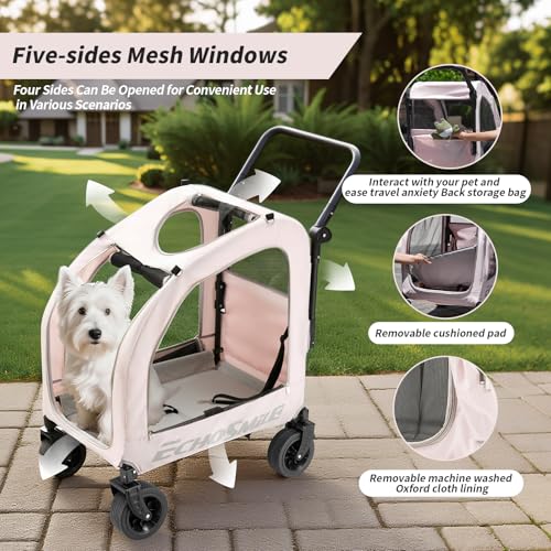 4 Wheel Pet Stroller for Dogs & Cats (Pink)