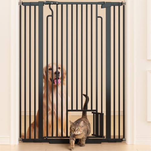 53in Extra Tall Cat Gate for Doorway (Black / 53" Tall, 29.5-40.6" Wide)