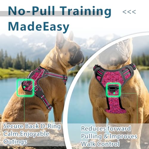 No Pull Dog Harness for Large Dogs (Large(Chest:24.5-32.5") / Pink/Black)