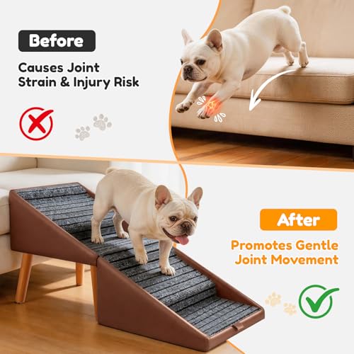 17" H Dog Stairs for Small Dogs (Brown / 17" H)
