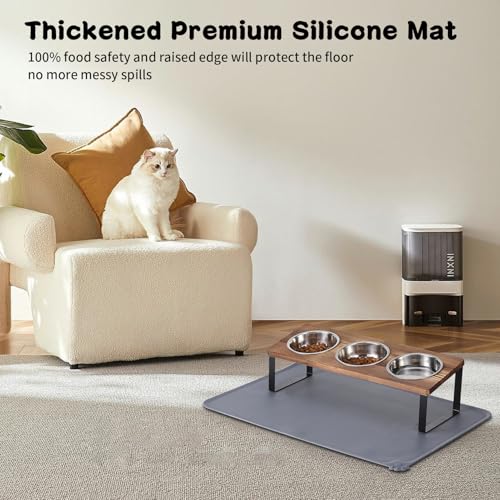Upgraded Elevated Cat Bowls with Food Mat