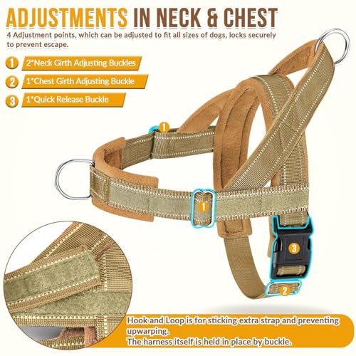 No Pull Dog Harness and Leash Set (Tan / X-Large)