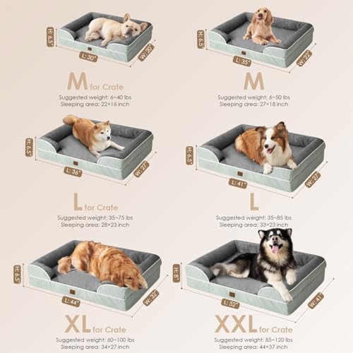 Orthopedic Dog Beds Large Sized Dog (Greyish Green / 36.0"l X 27.0"w X 6.5"th)
