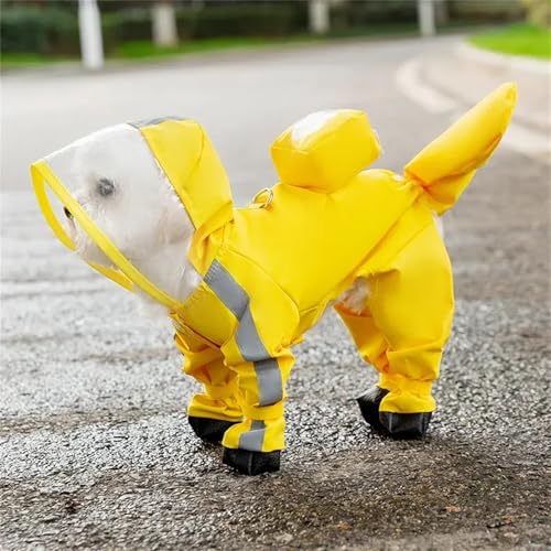 Dog Raincoat with Boots (Yellow Flower (detachable tail) / L (8-11lb))