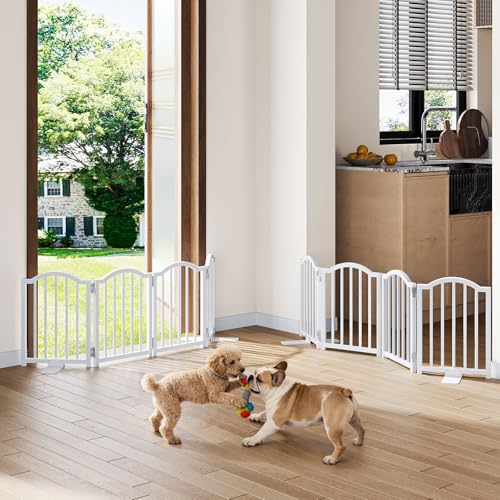 2 Pack Short Dog Gate Indoor (White / 4 Panel-16''H, Up to 48''W (2Pack))