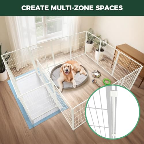 Homeplus Indoor Dog Playpen with Divider Connectors (White / 40"H)