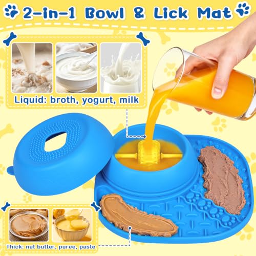 Dog Licking Bowl with Rolling Ball