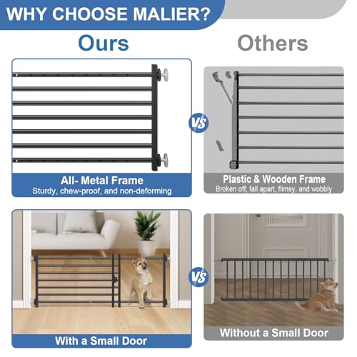 Dog Gate with Door (Black / 20''H × 34''- 55''W)