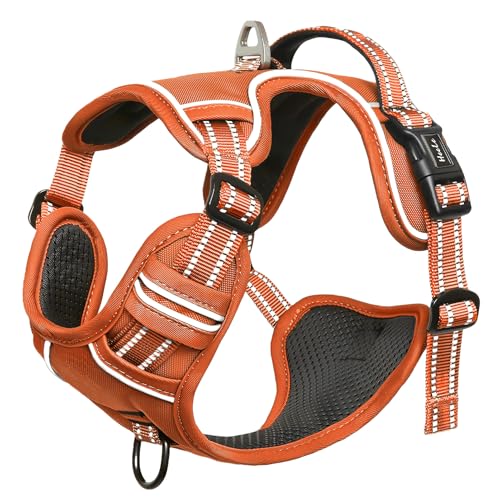 Dog Harness for Large Dogs No Pull Dog Vest Harness for Large Dog with Soft Padded Handle Reflective for Outdoor Training (L / Pumpkin Orange)