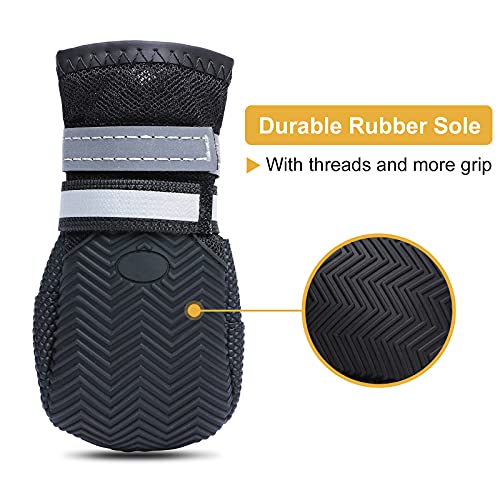 Breathable Dog Boots for Medium Large Dogs (Black / XXL (Insole Width 3.2")for 94~100lb)