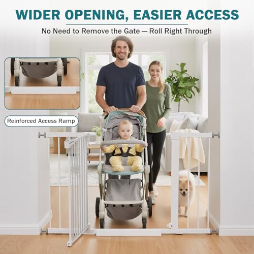 29.7 48" Baby Gate for Stairs (White / 29.7-48"W x 28"H)