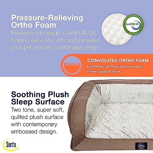 Orthopedic Quilted Couch Dog Bed for Pets (38.0"L x 27.0"W x 10.0"Th / Chocolate Brown)