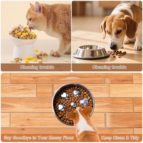2 Pack Stainless Steel Slow Feeder Dog Bowls