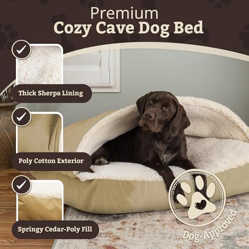 Rectangle Cozy Cave Dog Bed (Khaki / Extra Large)