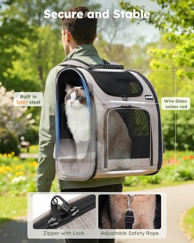 Cat Backpack Expandable (Brown / 15.4"L x 11.0"W x 19.0"H)