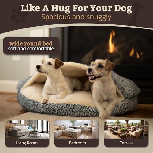 Cozy Cave Dog Bed (25.0"L x 25.0"W x 8.0"Th / Palmer Indigo)