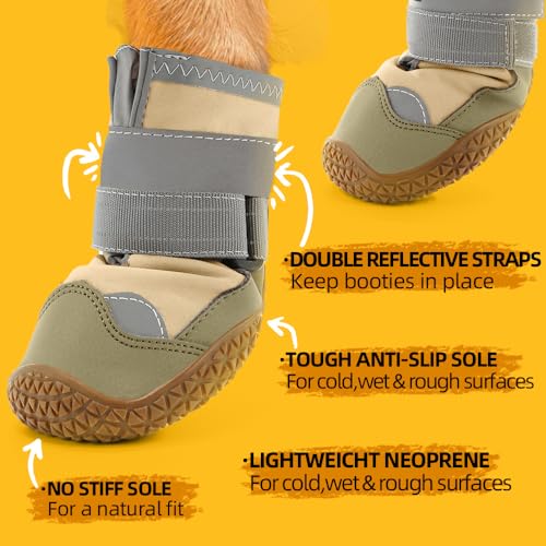Dog Boots for Large Dogs (Light Khaki / Width 2.36 Inch)