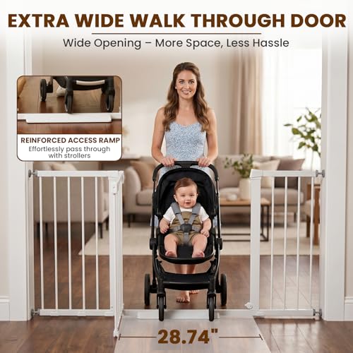 Extra Wide Baby Gate for Doorways (White / 36-63"W x 30"H)