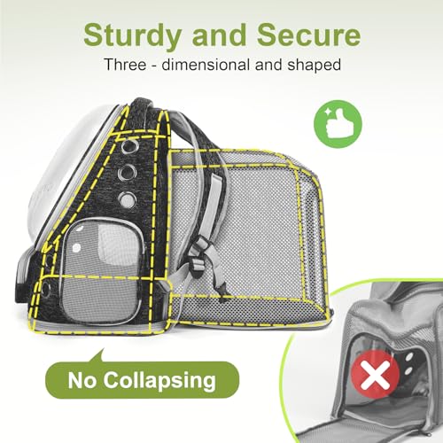 Expandable Cat Backpack Large Space Cat Bubble Backpack Carrier (Square Expandable- Black)