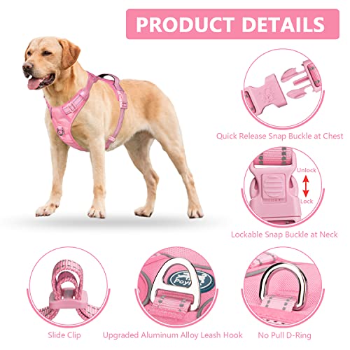 No Pull Dog Harness (L / Light Pink(Matching Trim))