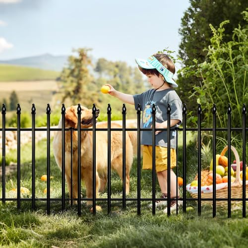 24" H x 24" W Decorative Metal Garden Fence (Black / 24″ H x 20 ft (10 Panels))