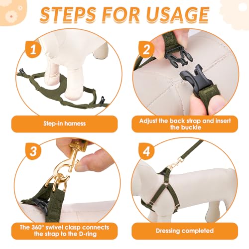 No Pull Dog Harness with Leash for Small Medium Dogs (X-Small(6-11lb) / Solid Military Green)