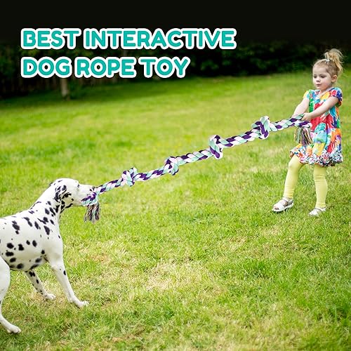 Dog Rope Toy 42In 6 Knots Indestructible Natural Cotton (Blue)