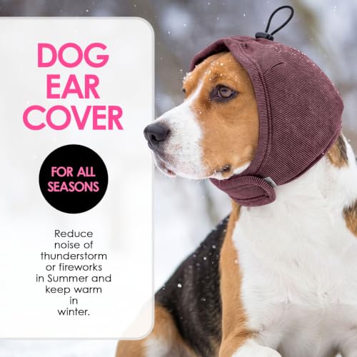 Dog Ear Muffs Noise Protection Thick Padded Dog Calming Hoodie (Purple / Large)