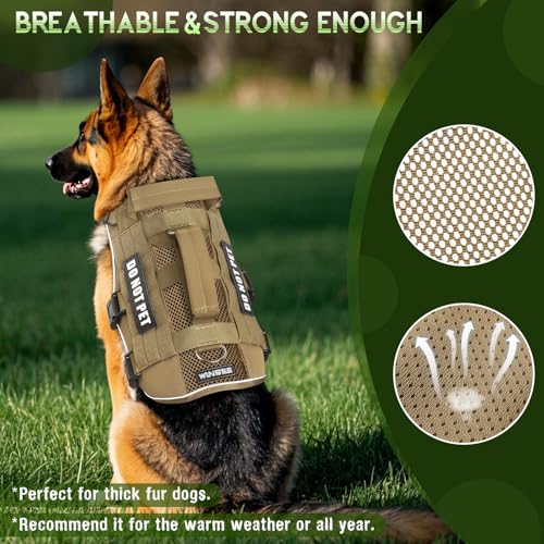 Tactical Molle Vest Mesh Dog Harness with 10 Removale Pet Patches (Small / Brown)