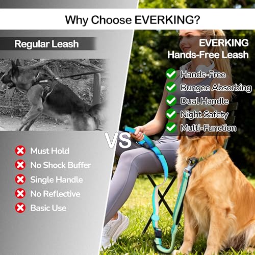 Hands Free Dog Leash with Waist Belt for Running & Walking (Tropical Wave)
