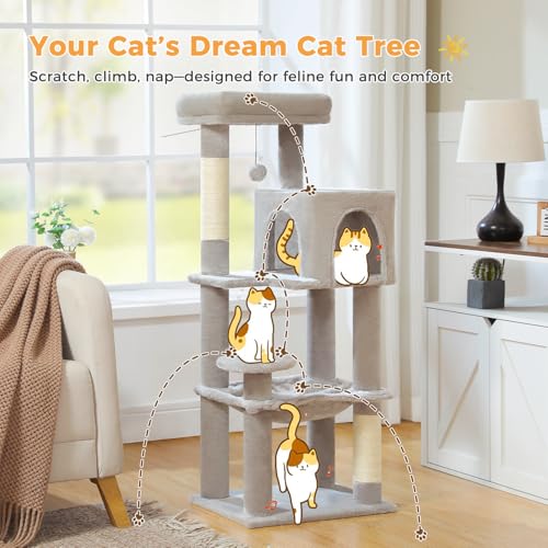 44.5" Cat Tree with Metal Hammock (Grey / 44.5in)