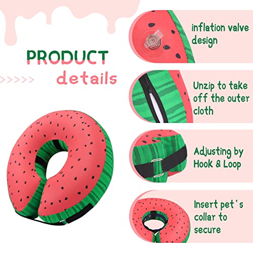 Inflatable Dog Cone Collar for Large Medium Small Dogs (Donut Red / M(Neck 9"-12.5"))