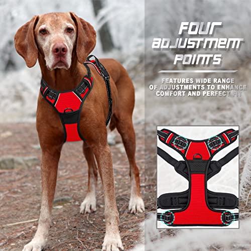 Dog Harness No Pull for Large Dogs Front Back Clips (X-Large(Chest:30-38”) / Red)