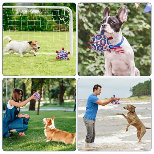 Dog Balls 6 Inch Dog Soccer Ball with Straps (6 Inch / Independence Day)