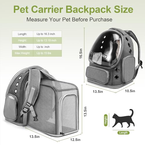 Expandable Cat Backpack Large Space Cat Bubble Backpack Carrier (Square Expandable- Grey)