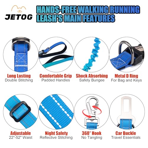 Heavy Duty Hands Free Dog Leash (XL - 3 Handles, 5.4-7.0 FT Length / Gradient Cobalt)